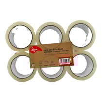 6 rouleaux rubans adhésifs - Transparent - 100mx 48mm - 45 microns