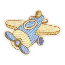 Ecusson thermocollant jouet en bois avion 4,5cm x 3cm