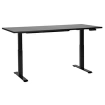 Bureau Électrique Réglable Plateau et Structure Acier Noir 180 x 80 cm Hauteur Ajustable Assis Debout Pieds Carrés Design Moderne