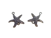 2 Connecteurs étoile de mer ajourée 22*20mm argent platine