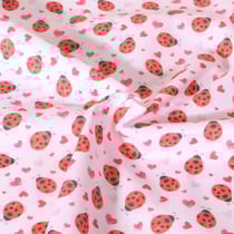 Tissu Coton imprimé Petite Chance animaux sur fond Rose pâle