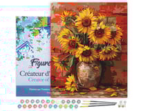 Peinture par Numéro Figured'Art avec Cadre - Vase de tournesols automnal - Kit de Loisir Créatif DIY Numéro d'Art Complet - 40x50cm toile tendue sur châssis