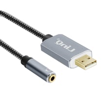 Adaptateur Audio USB vers Jack 3.5mm Fonction audio et micro U3530 LinQ - Gris