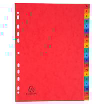 Intercalaires carte lustrée avec onglets imprimés alphabétiques 20 positions AZ - A4 - Couleurs assorties - x 5 - Exacompta