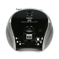 Lenco Radio FM Stéréo Portable avec Lecteur CD et Antenne Télescopique Noir / Argent