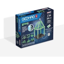 Coffret de construction - GEOMAG - Glow Recycled - 25 pieces - Luminescent - Magnétique - Plastique recyclé