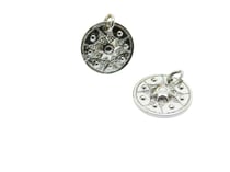 1 Pendentif rond motif ethnique 15mm argent