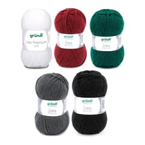 5 pelotes de laine - Blanc, bordeaux, vert sapin, anthracite et noir - 100% acrylique - Gründl - Lisa Premium