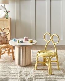 Chaise pour Enfant Jaune en Rotin Intérieur Chambre Salle de Jeux Fait à la Main Style Boho