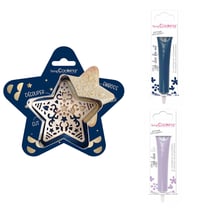 Kit pour biscuit en relief Étoile + 2 Stylos au chocolat bleu nuit et lilas
