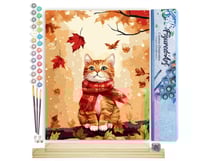 Peinture par Numéro Figured'Art - Chat douillet en Automne - Kit de Loisir Créatif DIY Numéro d'Art Complet - 40x50cm toile roulée + châssis en bois à monter
