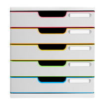 Module de classement Modulo Black Office 5 tiroirs fermés - Blanc/arlequin - Exacompta
