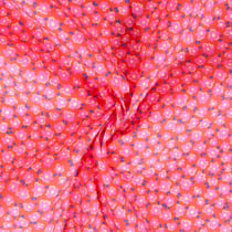 Tissu Coton imprimé Petites fleurs Poema sur fond Rouge