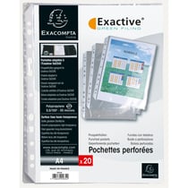 Sachet de 20 pochettes perforées pour classeur Exactive - polypropylène lisse 5,5/100e - Cristal - x 5 - Exacompta