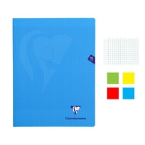 Lot de 4 cahiers - 24x32(cm) - Grands carreaux - 96 pages - couverture en polypro - sans spirale - Clairefontaine - Mimesys