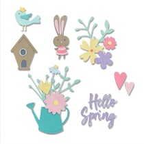 Gabarit de découpe pour machine Sizzix - Hello Spring par Olivia Rose - 16 matrices