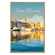Tableau mural encadré illustration Saint-Florent 65x97 cm