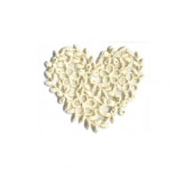 Ecusson thermocollant cœur broderie naturel 40mm x45mm
