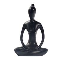 Statuette en Porcelaine Posture du Lotus Dhyana Mudra Noir mat 10 cm - Omsaé