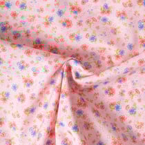 Tissu Voile de Coton digital imprimé Jardin celeste sur fond Rose poudré