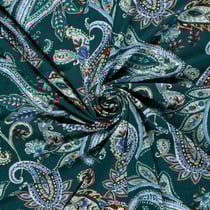Tissu Jersey Viscose digital cachemire Bohème sur fond Vert foncé