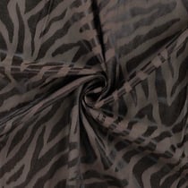 Tissu Polyviscose Kaia zebré Noir sur fond Marron chocolat