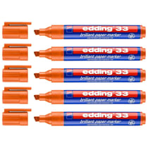 Lot de 5 marqueurs permanents pointe biseau 1-5 mm - EDDING - Orange