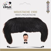 Moustache année 1900 - Noir - Déguisement - Synthétique - Autocollante