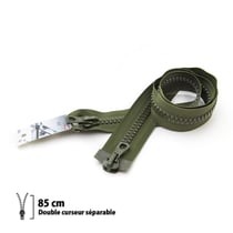 Fermeture éclair Z78 - 9mm Séparable double curseur Kaki - 85 cm