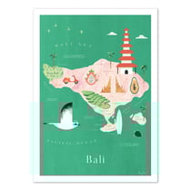 Affiche 30x40 cm - Bali Map Travel Poster - Henry Rivers
