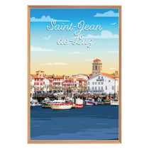 Tableau mural encadré illustration Saint-Jean-de-Luz 65x97 cm