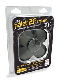 Jeu de 12 palets bretons en fonte GS trempée 2F, n° de 7 à 12, pour compétition + 1 maître en fonte gs trempée - Cadetel