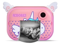 Avizar Appareil Photo Wifi pour Enfant avec Impression Instantanée Zoo Family Licorne Rose
