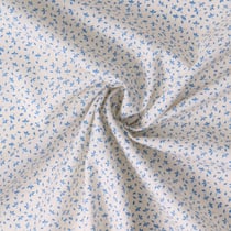 Tissu Coton imprimé Fleuris Tia bleues sur fond Blanc