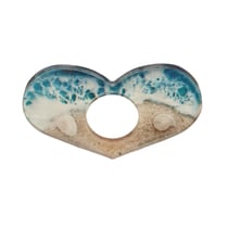 Bague de lecture en résine motif cœur des mers-bleue
