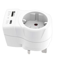 Skross Adaptateur de Voyage Royaume Uni Type G avec USB-A USB-C 20W Blanc