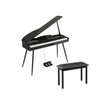 Ensemble piano à queue LALAHO 88 touches avec banc rangement - Noir - 124x48x135.6cm