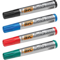 Etui de 4 Marqueurs Permanent MARKING 2300 pointe Biseau Large N/B/R/V BIC