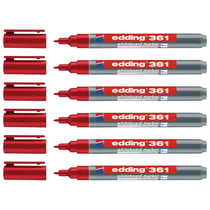 Lot de 6 marqueurs tableau blanc - EDDING - Rouge - Pointe fine 1 mm
