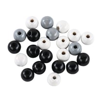 Assort. Perles en bois FSC 100%, 8mm polies, 82 pièces , tons noirs/blancs