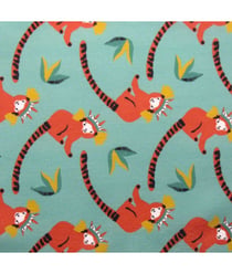 Tissu coton enfant singe de 150 cm de largeur Bleu vendu par 50 cm