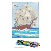 Kit complet canevas 15 x 20 cm motif bateau voilier caravelle