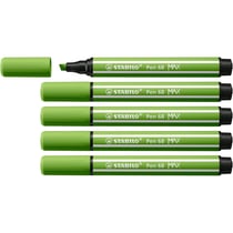 Lot de 5 feutres Pen 68 MAX - STABILO - Vert pomme - Pointe biseautée 1,0 / 5,0 mm