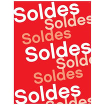 Affiche rouge/impression blanche "Soldes"  60x80 cm 12 u.