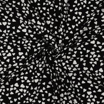 Tissu Viscose EcoVero petits coeurs Blanc sur fond Noir