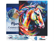 Diamond Painting Broderie Diamant Figured’Art 40x50cm toile tendue sur châssis en bois - diamants carrés - Cheval Coloré Abstrait