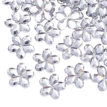 50 Perles strass cabochon Fleur Strass Transparent 9 mm Acrylique à coller - Dos Argenté - Creation