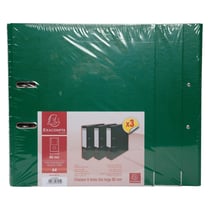 Lot de 3 classeurs à levier - dos de 80mm - format à classer A4 - extérieur en polypropylène / intérieur en papier - Vert foncé - x 4 - Exacompta