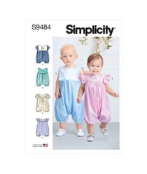 Patron Simplicity 9484 - Barboteuses pour bébés taille n°0-18 mois