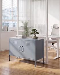 Buffet Moderne Industriel en Acier Gris Durable et Design avec 2 Portes Beliani